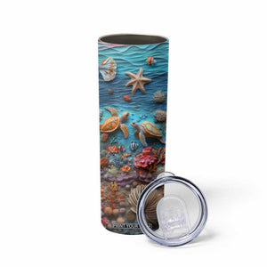 Personalized Turtles in the Ocean Skinny Tumbler with Plaster Carving Style TS04 Print Your Wear