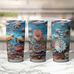 Personalized Turtles in the Ocean Tumbler Cup with Plaster Carving Style TS04 Print Your Wear