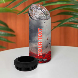 Personalized Veteran 4 in 1 Can Cooler Tumbler Walking Through Red Flower Field Scene TS04 Print Your Wear