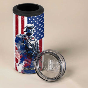 Personalized Veteran 4 in 1 Can Cooler Tumbler with American Flag Background Design TS04 Print Your Wear