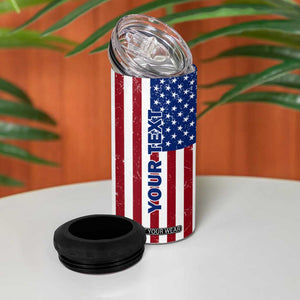 Personalized Veteran 4 in 1 Can Cooler Tumbler with American Flag Background Design TS04 Print Your Wear