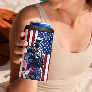 Personalized Veteran 4 in 1 Can Cooler Tumbler with American Flag Background Design TS04 Print Your Wear
