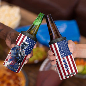 Personalized Veteran 4 in 1 Can Cooler Tumbler with American Flag Background Design TS04 Print Your Wear