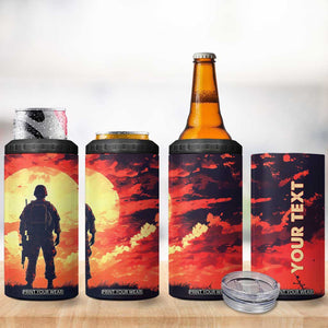 Personalized Veteran 4 in 1 Can Cooler Tumbler with Memory Tribute Theme Design TS04 Print Your Wear
