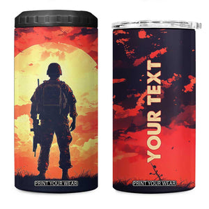 Personalized Veteran 4 in 1 Can Cooler Tumbler with Memory Tribute Theme Design TS04 One Size: 16 oz Multicolor Print Your Wear