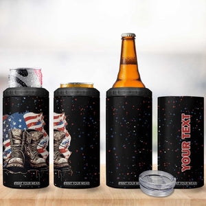 Personalized Veteran Boot 4 in 1 Can Cooler Tumbler with Military Service Theme TS04 Print Your Wear