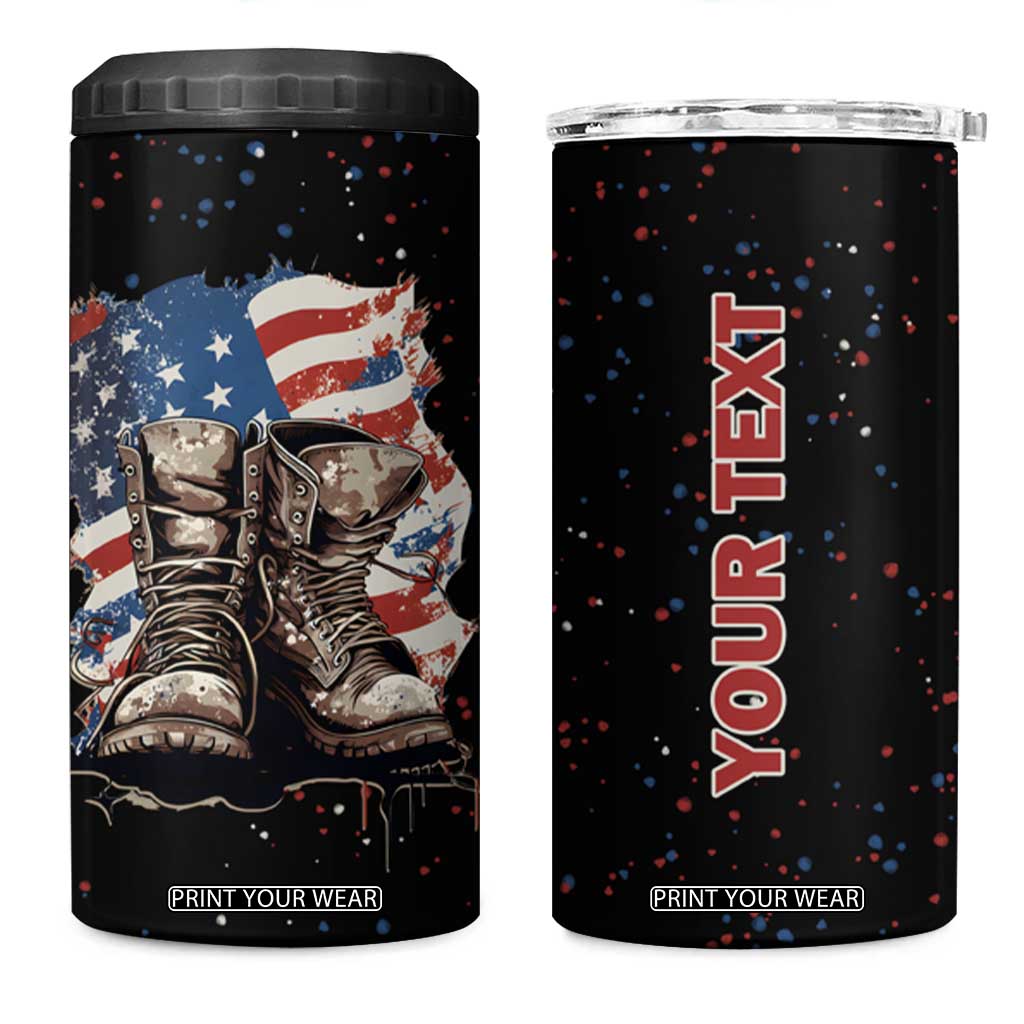 Personalized Veteran Boot 4 in 1 Can Cooler Tumbler with Military Service Theme TS04 One Size: 16 oz Multicolor Print Your Wear
