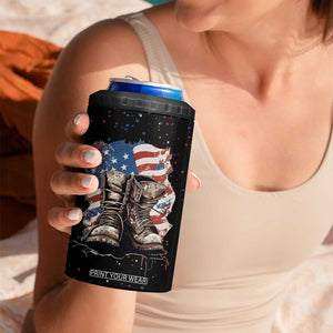 Personalized Veteran Boot 4 in 1 Can Cooler Tumbler with Military Service Theme TS04 Print Your Wear