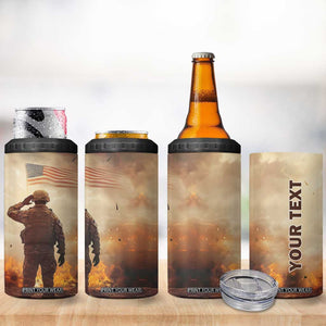 Personalized Veteran Hand Salute 4 in 1 Can Cooler Tumbler with Patriotic Style TS04 Print Your Wear