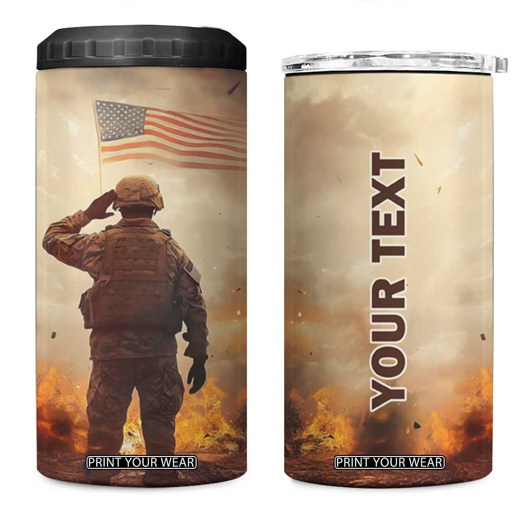 Personalized Veteran Hand Salute 4 in 1 Can Cooler Tumbler with Patriotic Style TS04 One Size: 16 oz Multicolor Print Your Wear