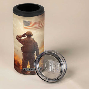 Personalized Veteran Hand Salute 4 in 1 Can Cooler Tumbler with Patriotic Style TS04 Print Your Wear