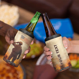 Personalized Veteran Hand Salute 4 in 1 Can Cooler Tumbler with Patriotic Style TS04 Print Your Wear