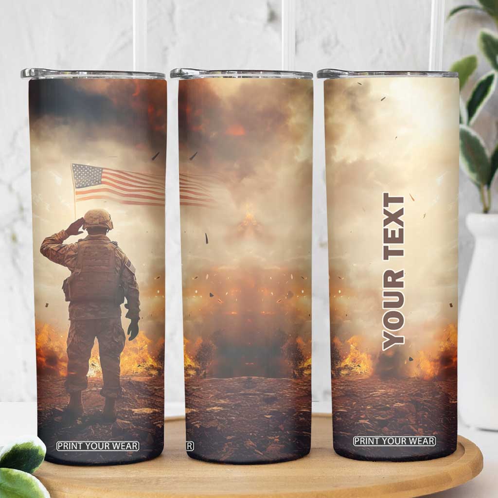 Personalized Veteran Hand Salute Skinny Tumbler with Patriotic Style TS04 Print Your Wear