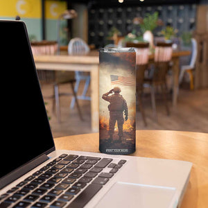 Personalized Veteran Hand Salute Skinny Tumbler with Patriotic Style TS04 Print Your Wear