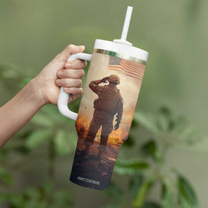 Personalized Veteran Hand Salute Tumbler With Handle with Patriotic Style TS04 Print Your Wear
