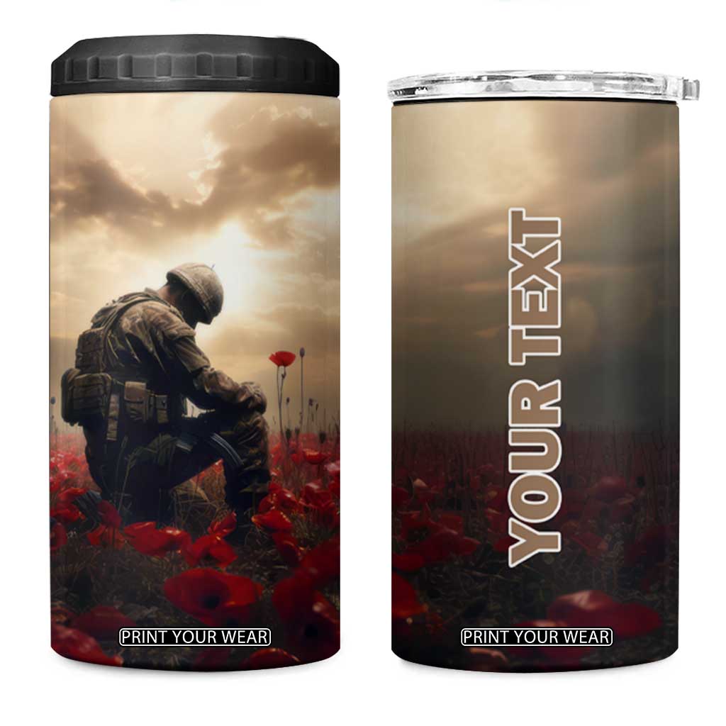 Personalized Veteran Kneeling Down 4 in 1 Can Cooler Tumbler with Respectful Illustration TS04 One Size: 16 oz Multicolor Print Your Wear