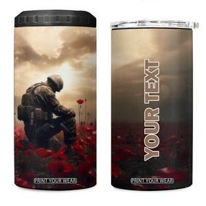 Personalized Veteran Kneeling Down 4 in 1 Can Cooler Tumbler with Respectful Illustration TS04 One Size: 16 oz Multicolor Print Your Wear