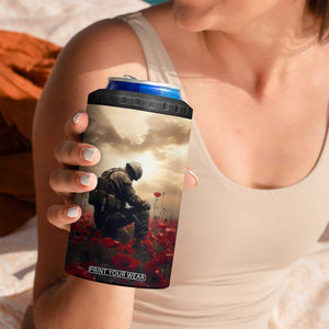 Personalized Veteran Kneeling Down 4 in 1 Can Cooler Tumbler with Respectful Illustration TS04 Print Your Wear