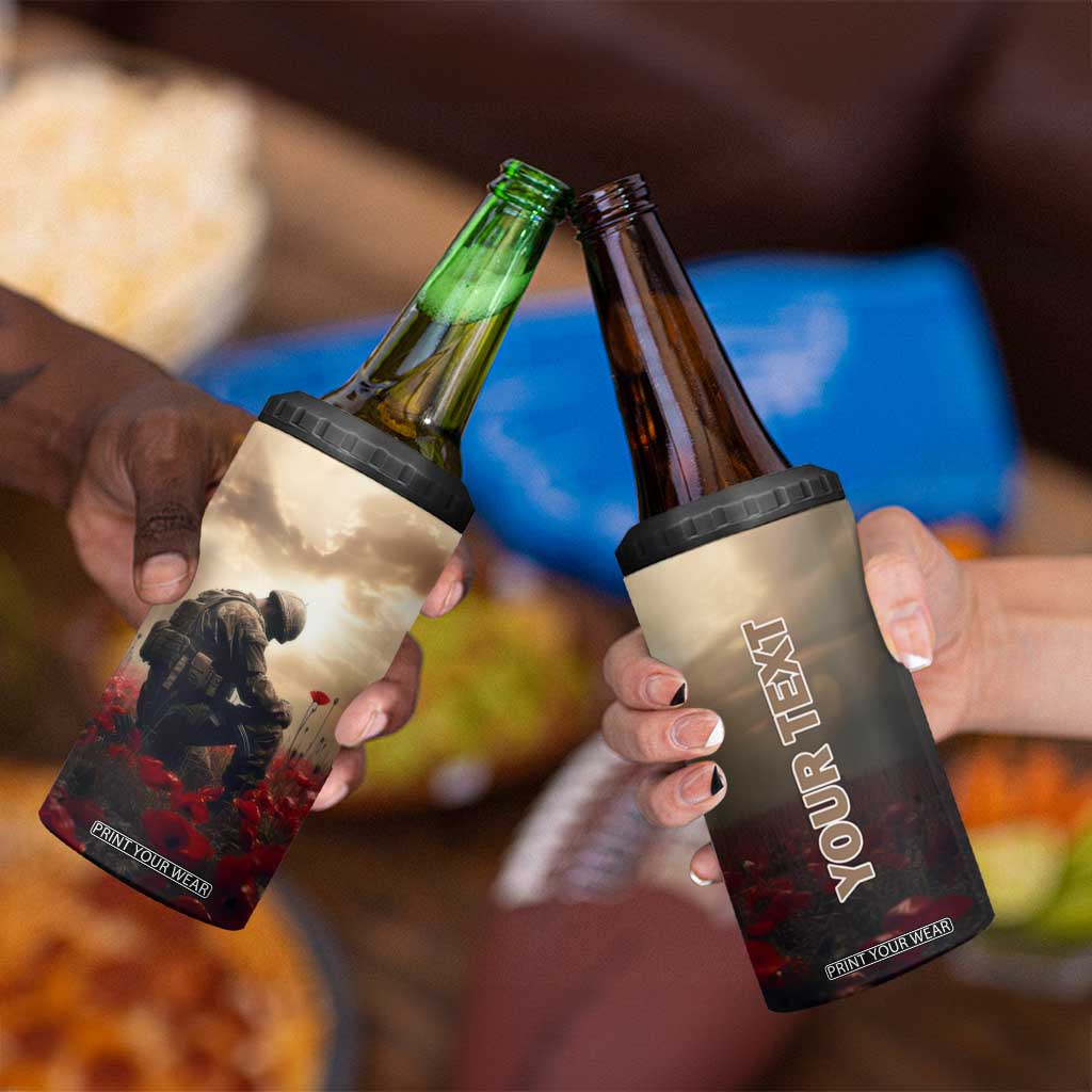 Personalized Veteran Kneeling Down 4 in 1 Can Cooler Tumbler with Respectful Illustration TS04 Print Your Wear