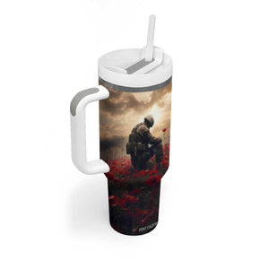 Personalized Veteran Kneeling Down Tumbler With Handle with Respectful Illustration TS04 Print Your Wear