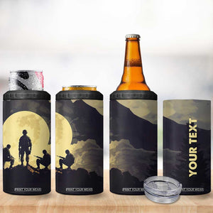 Personalized Veteran Silhouette 4 in 1 Can Cooler Tumbler with Patriotic Theme Illustration TS04 Print Your Wear