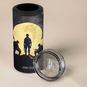 Personalized Veteran Silhouette 4 in 1 Can Cooler Tumbler with Patriotic Theme Illustration TS04 Print Your Wear