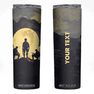 Personalized Veteran Silhouette Skinny Tumbler with Patriotic Theme Illustration TS04 Multicolor Print Your Wear