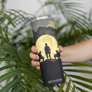 Personalized Veteran Silhouette Skinny Tumbler with Patriotic Theme Illustration TS04 Print Your Wear