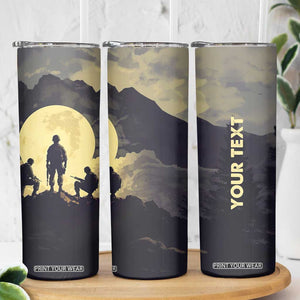 Personalized Veteran Silhouette Skinny Tumbler with Patriotic Theme Illustration TS04 Print Your Wear