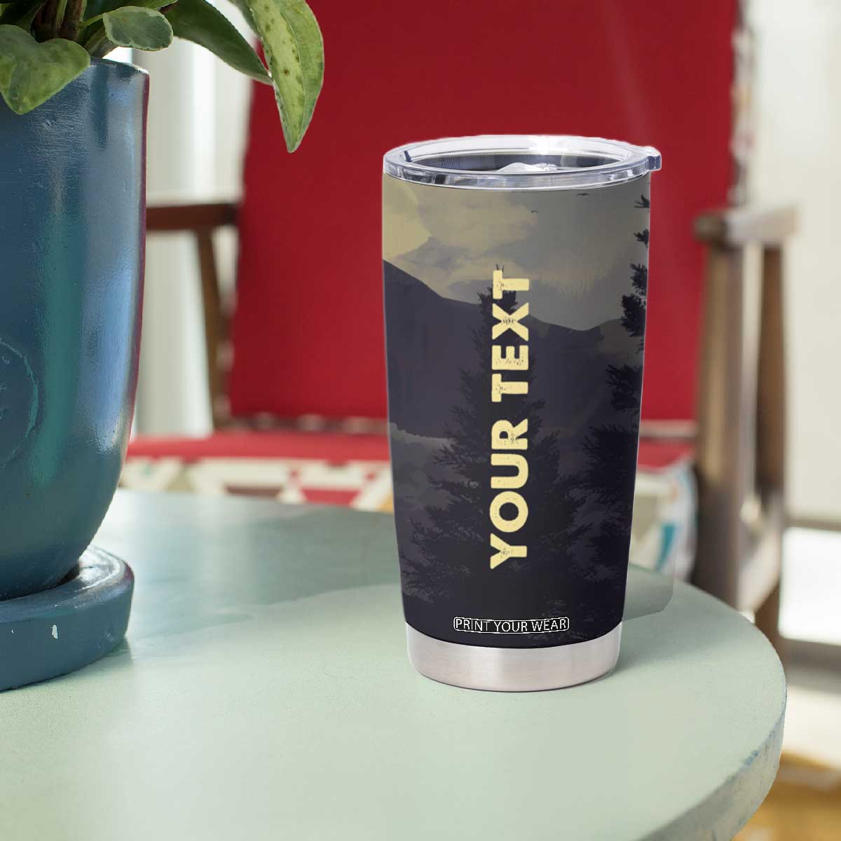 Personalized Veteran Silhouette Tumbler Cup with Patriotic Theme Illustration TS04 Print Your Wear