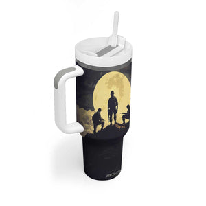 Personalized Veteran Silhouette Tumbler With Handle with Patriotic Theme Illustration TS04 Print Your Wear
