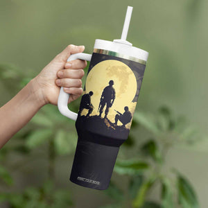 Personalized Veteran Silhouette Tumbler With Handle with Patriotic Theme Illustration TS04 Print Your Wear