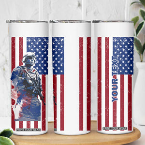 Personalized Veteran Skinny Tumbler with American Flag Background Design TS04 Print Your Wear