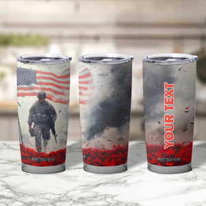 Personalized Veteran Tumbler Cup Walking Through Red Flower Field Scene TS04 Print Your Wear