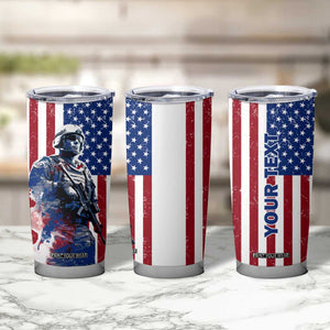 Personalized Veteran Tumbler Cup with American Flag Background Design TS04 Print Your Wear