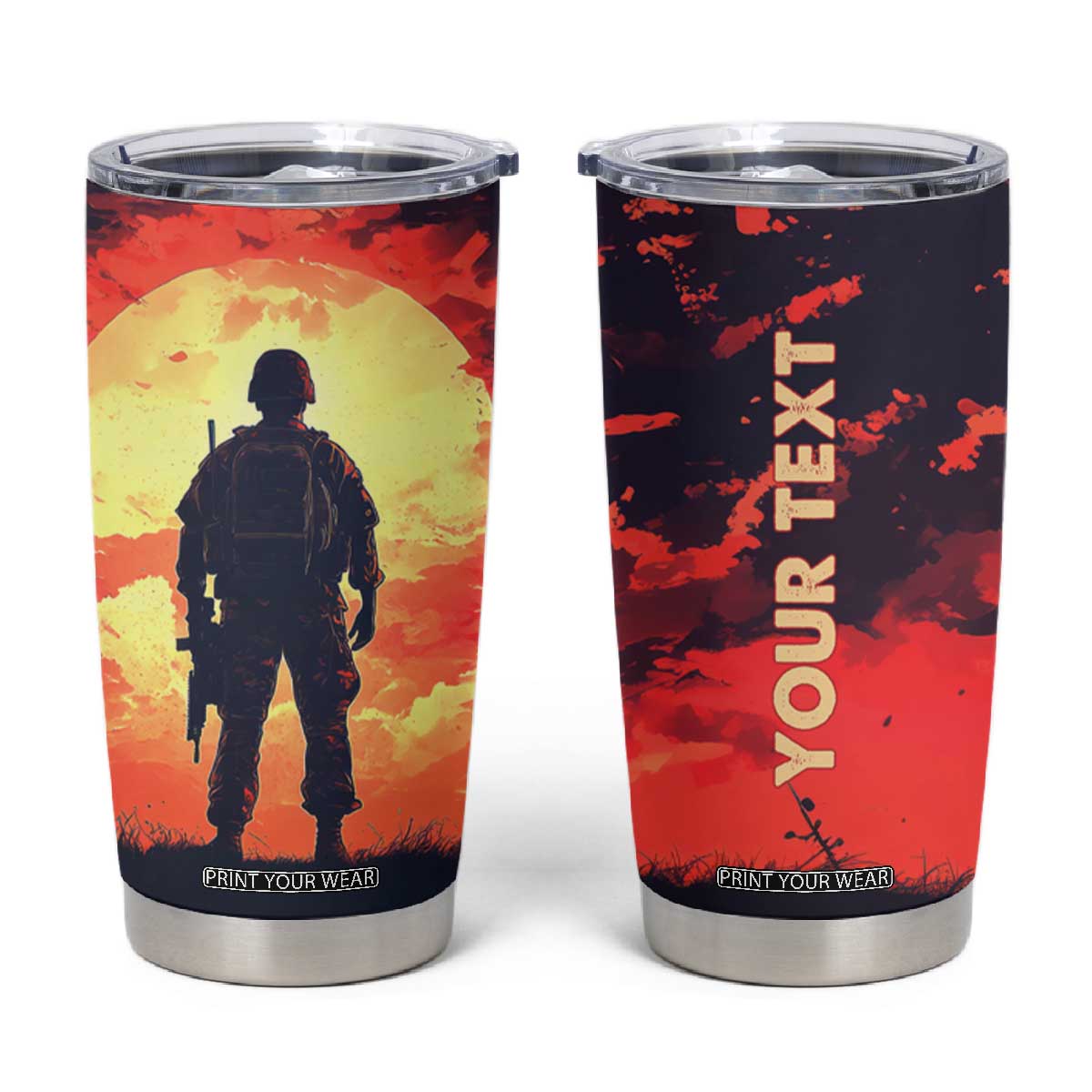 Personalized Veteran Tumbler Cup with Memory Tribute Theme Design TS04 Multicolor Print Your Wear