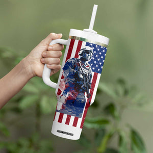 Personalized Veteran Tumbler With Handle with American Flag Background Design TS04 Print Your Wear