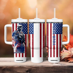 Personalized Veteran Tumbler With Handle with American Flag Background Design TS04 Print Your Wear