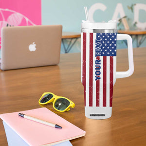 Personalized Veteran Tumbler With Handle with American Flag Background Design TS04 Print Your Wear