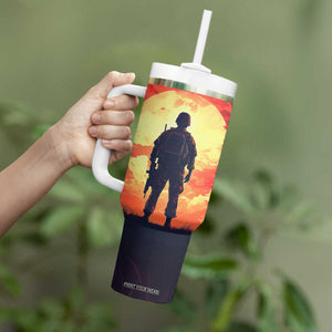Personalized Veteran Tumbler With Handle with Memory Tribute Theme Design TS04 Print Your Wear