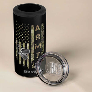 Personalized Vintage U.S. Army Dad 4 in 1 Can Cooler Tumbler Custom Name Tag Proud Military Family Member Soldier Graduation TS10 Print Your Wear