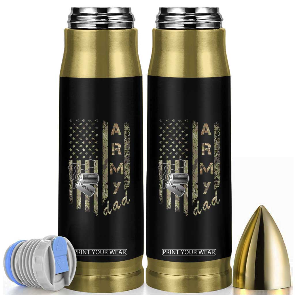 Personalized Vintage U.S. Army Dad Bullet Tumbler Custom Name Tag Proud Military Family Member Soldier Graduation TS10 Black Print Your Wear