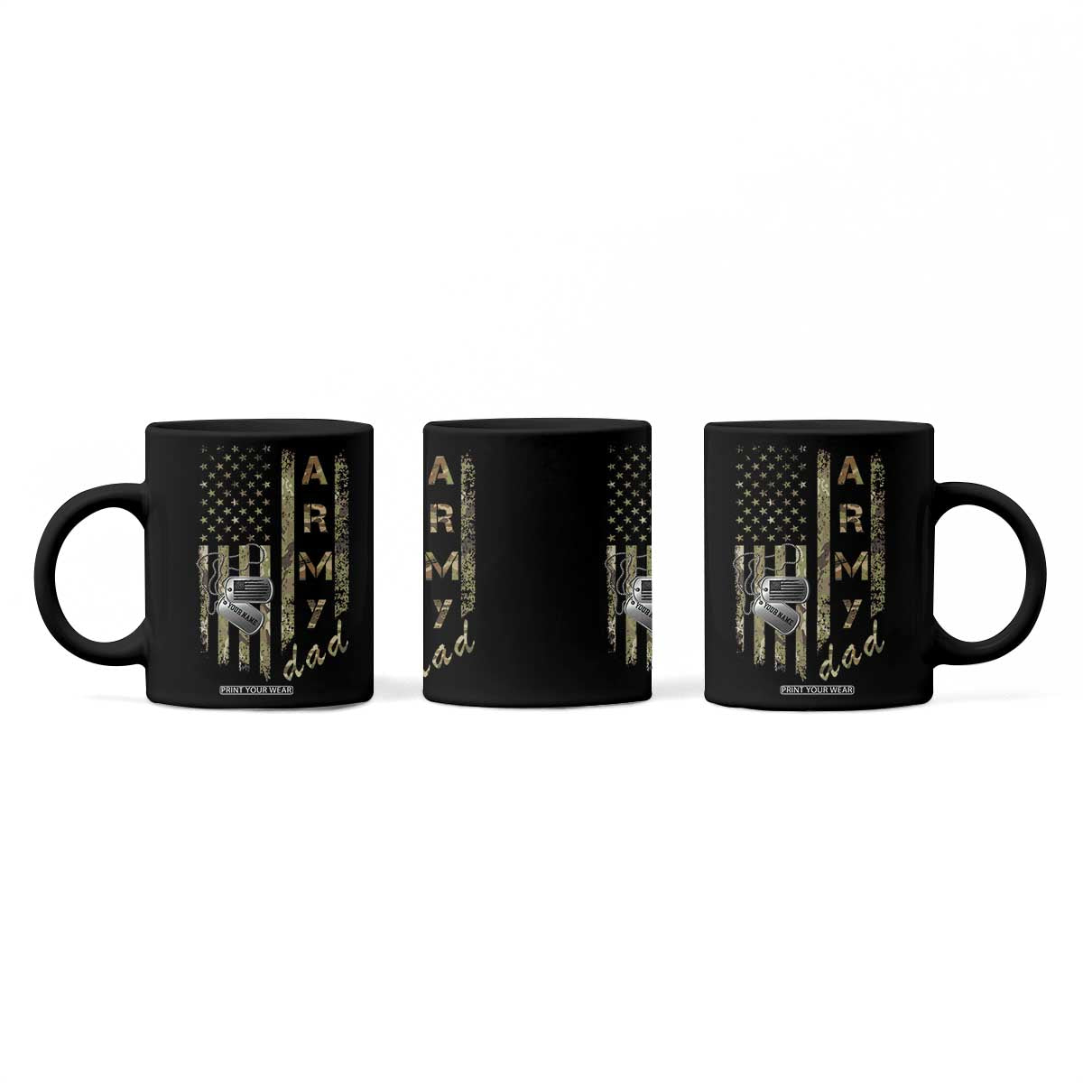 Personalized Vintage U.S. Army Dad Coffee Mug Custom Name Tag Proud Military Family Member Soldier Graduation TS10 Print Your Wear