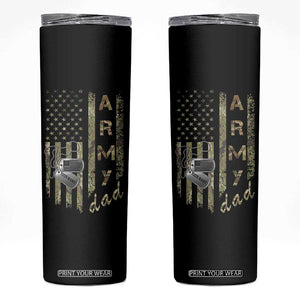 Personalized Vintage U.S. Army Dad Skinny Tumbler Custom Name Tag Proud Military Family Member Soldier Graduation TS10 Black Print Your Wear