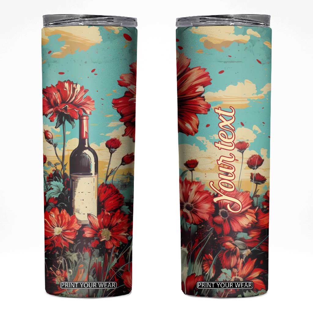 Personalized Vintage Wine Skinny Tumbler with Classic Winery Style TS04 Multicolor Print Your Wear