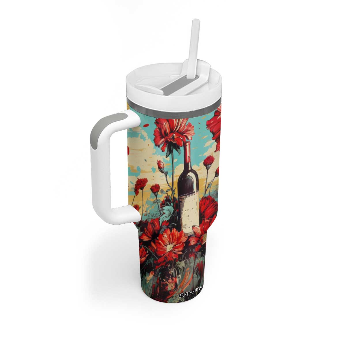 Personalized Vintage Wine Tumbler With Handle with Classic Winery Style TS04 Print Your Wear