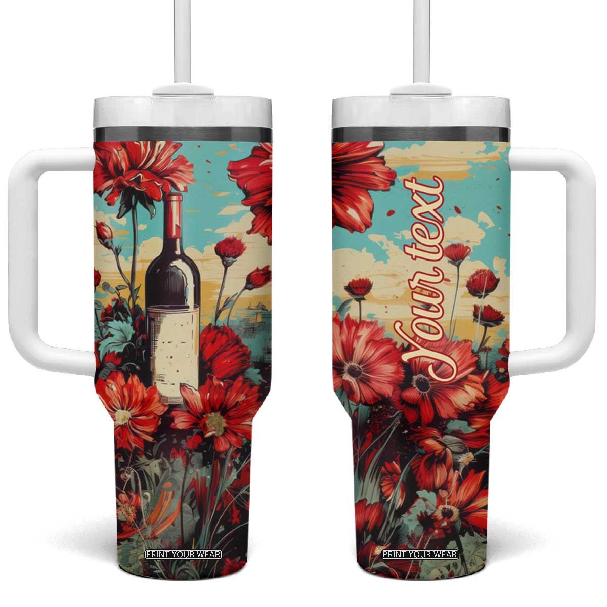 Personalized Vintage Wine Tumbler With Handle with Classic Winery Style TS04 One Size: 40 oz Multicolor Print Your Wear