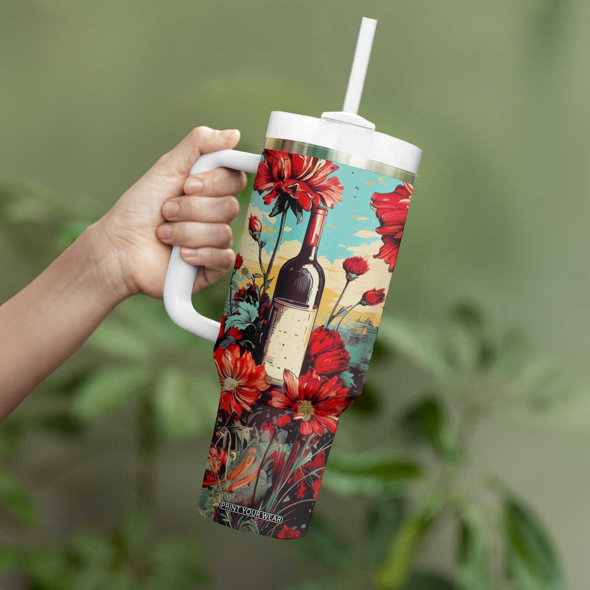 Personalized Vintage Wine Tumbler With Handle with Classic Winery Style TS04 Print Your Wear