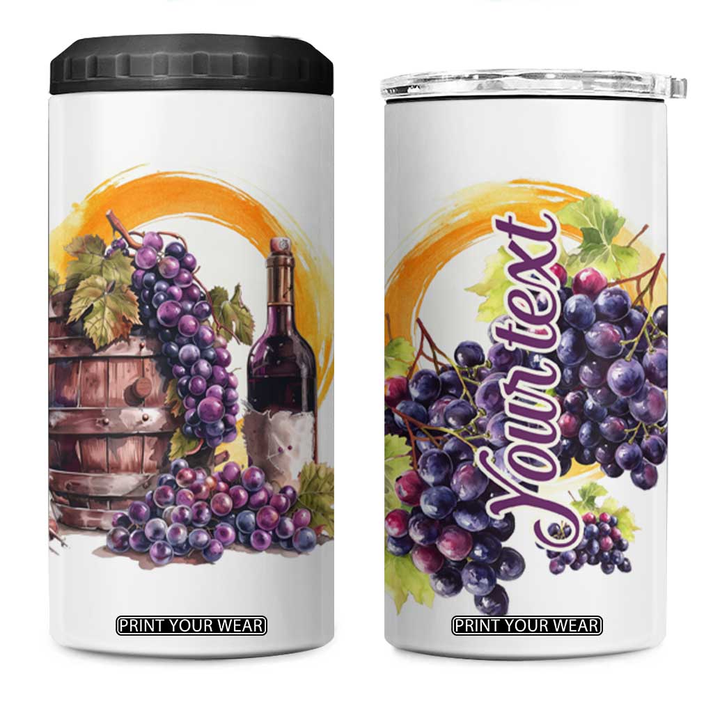 Personalized Wine Barrel and Grapes 4 in 1 Can Cooler Tumbler with Vineyard Theme TS04 One Size: 16 oz Multicolor Print Your Wear
