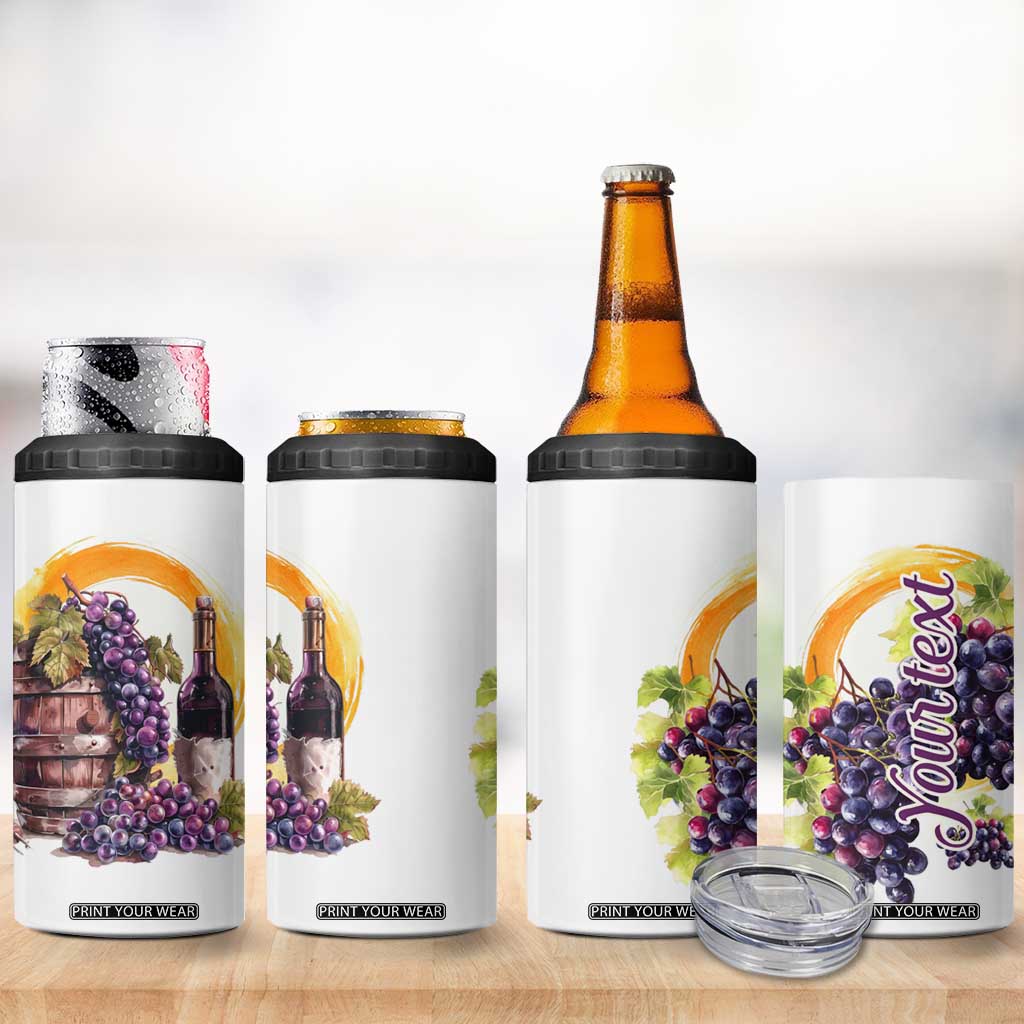 Personalized Wine Barrel and Grapes 4 in 1 Can Cooler Tumbler with Vineyard Theme TS04 Print Your Wear